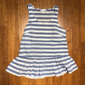 Blue/White Striped Peplum Top